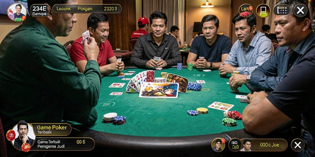 Screenshot gameplay Poker yang menampilkan pertarungan antar pemain.