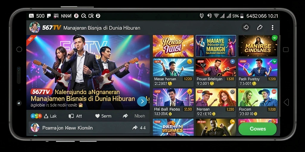 Screenshot gameplay menunjukkan manajemen saluran TV yang dinamis di 567TV.