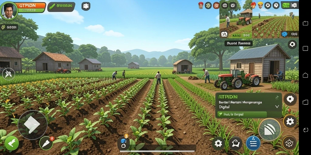 Screenshot GTPIDN menampilkan petani yang merawat ladang.
