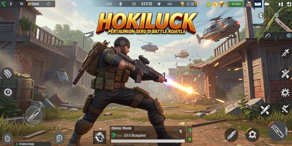 Gameplay intens HOKILUCK memperlihatkan aksi Battle Royale yang memukau.