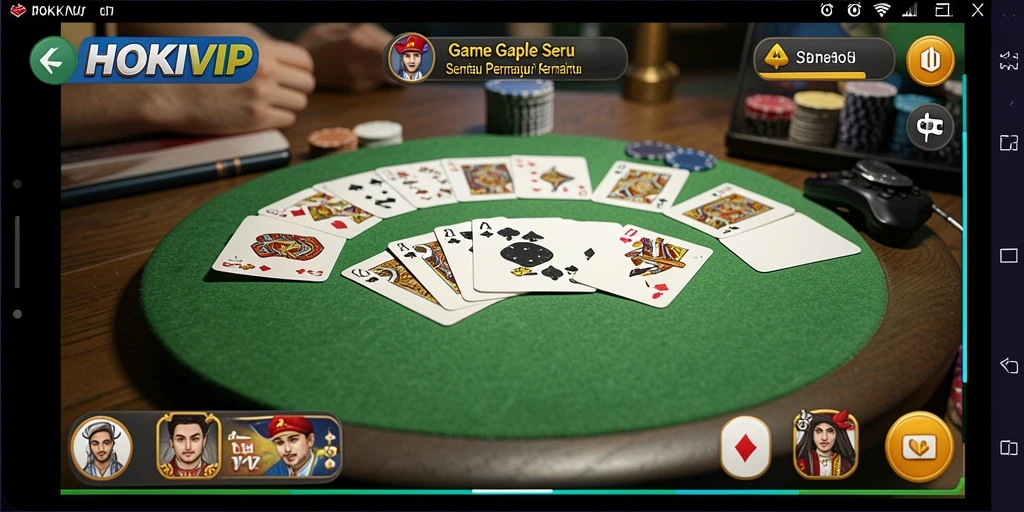 Tampilan gameplay <strong>HOKIVIP</strong> saat bermain Gaple yang menyenangkan.