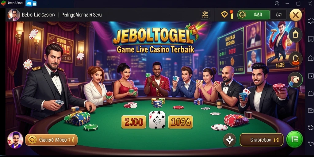 Tampilan screenshot JEBOLTOGEL saat bermain Live Casino dengan dealer profesional.