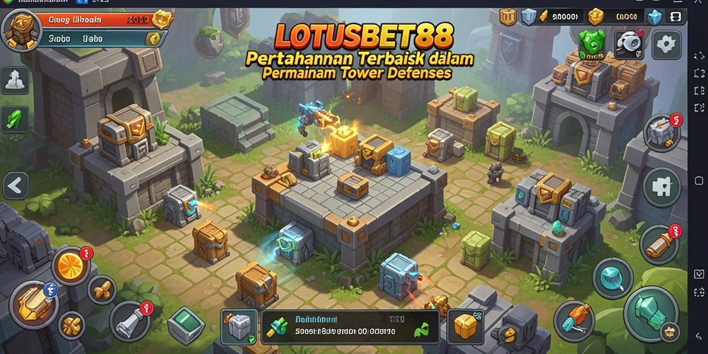 Tangkapan layar utama LOTUSBET88 menampilkan aksi mendebarkan dalam permainan Tower Defense.